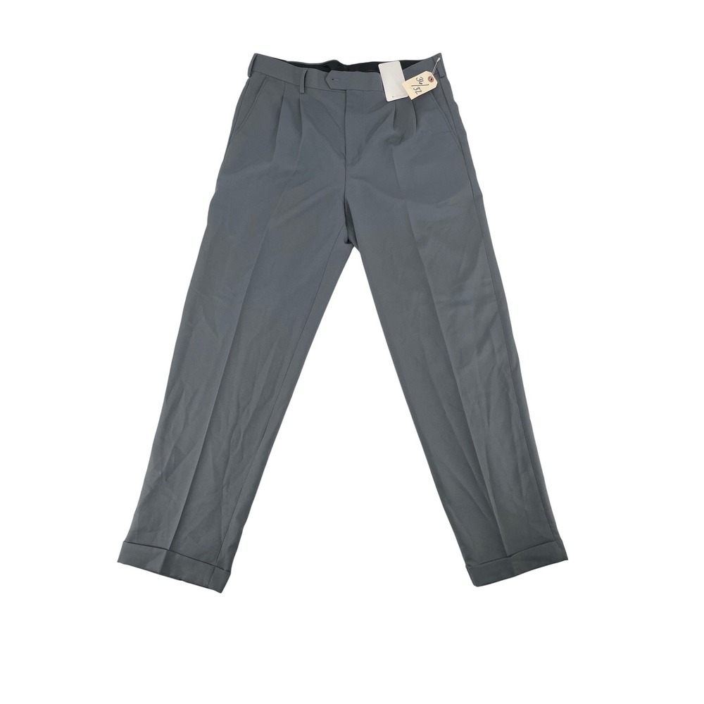 Bagazio Dress Pants 36/32 Gray New Pleated Cuffed Formal Trousers